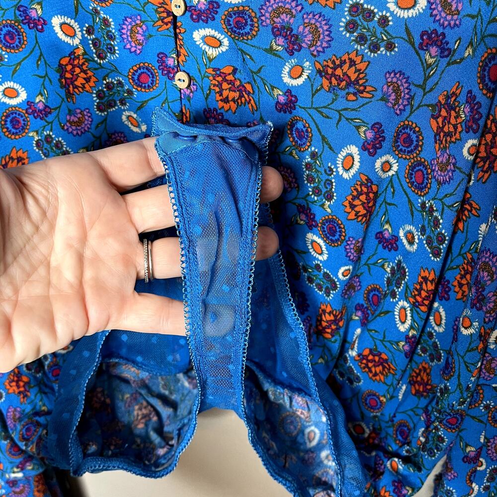 Free People Blue Floral She's Dainty Bodysuit Size Small NEW - Picture 6 of 11